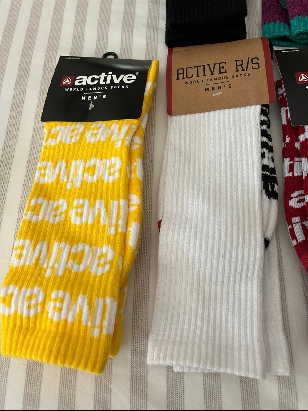 Active USA Maroon and White Logo Crew Socks - Picture 8 of 8